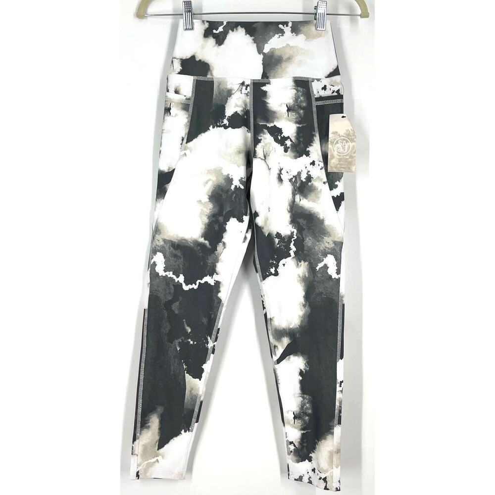 SAGE Collective High Waisted Leggings Stone Grey‎ Marble Print Small NWT